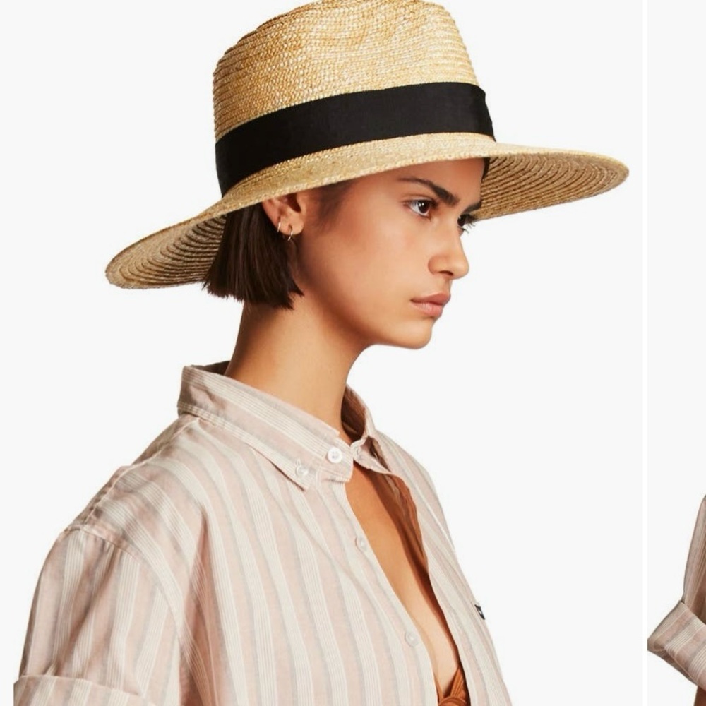 Nordstrom Honey Straw Hat with Black Band